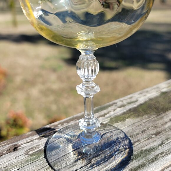 FOSTORIA 6008 Topaz Yellow Dimple Optic 4 3/8" Liquor Cocktail Stem Glass - Picture 2 of 4